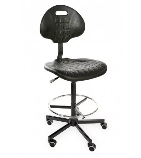 Obrotowe krzesło przemysłowe PurMax, podnóżek, na kółkach, producent