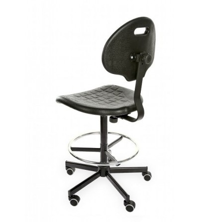 Obrotowe krzesło przemysłowe PurMax, podnóżek, na kółkach, producent