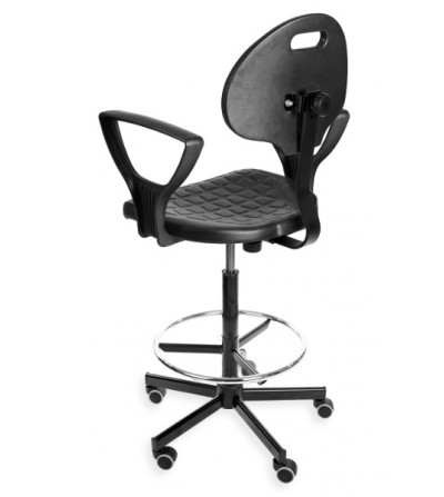Krzesło poliuretanowe z podnóżkiem Ring i podłokietnikiem
