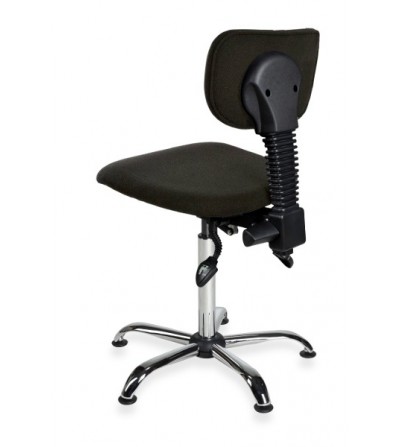 Krzesło warsztatowe, szwalnicze, przemysłowe na stopkach Black 01 chrome asynchro