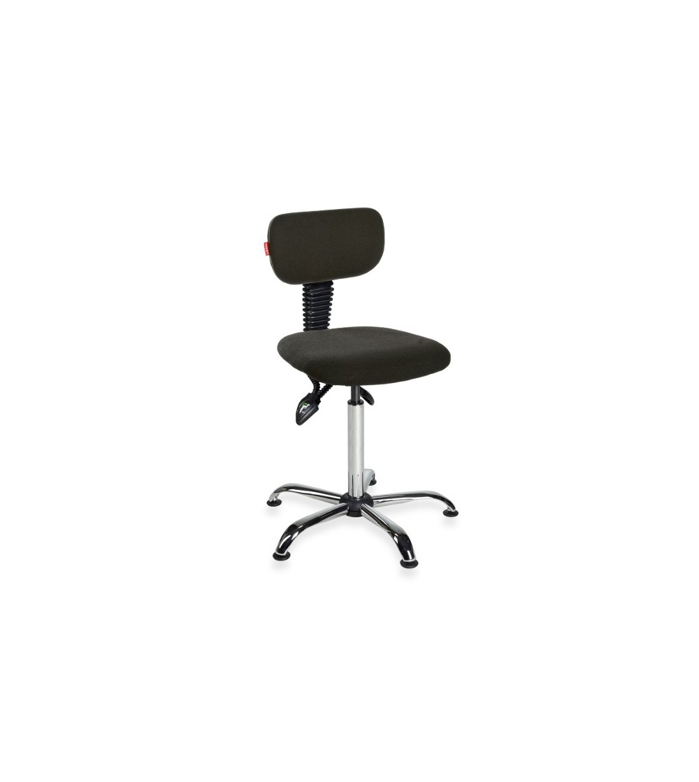 Krzesło warsztatowe, szwalnicze, przemysłowe na stopkach Black 01 chrome asynchro