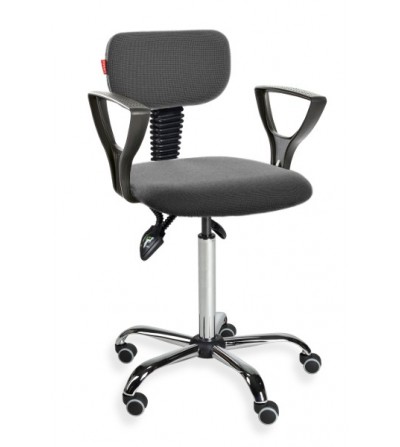 Krzesło warsztatowe z podłokietnikami na kółkach Black 01 chrome asynchro PD WH