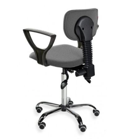 Krzesło warsztatowe z podłokietnikami na kółkach Black 01 chrome asynchro PD WH