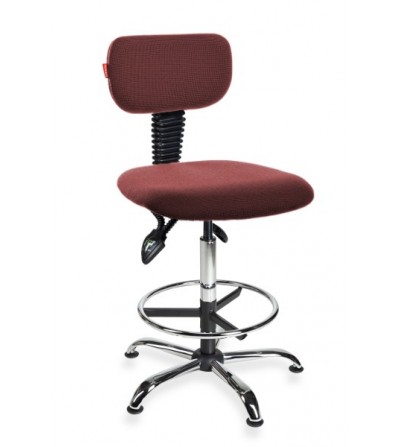 Krzesło szwalnicze, przemysłowe, warsztatowe na stopkach Black 01 chrome asynchro H + RING