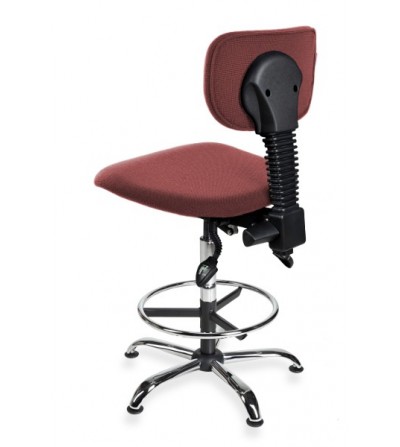 Krzesło szwalnicze, przemysłowe, warsztatowe na stopkach Black 01 chrome asynchro H + RING