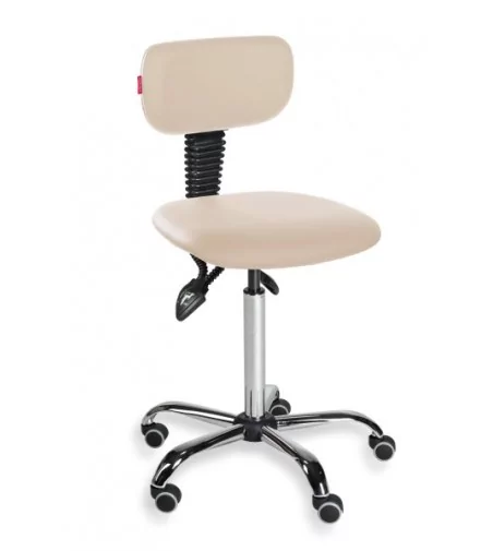 Krzesło szwalnicze z ecoskóry na kółkach Black Eco chrome asynchro WH