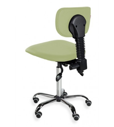 Krzesło szwalnicze z ecoskóry na kółkach Black Eco chrome asynchro WH