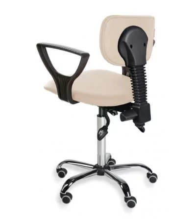 Krzesło szwalnicze z podłokietnikami na kółkach Black Eco chrome asynchro PD WH