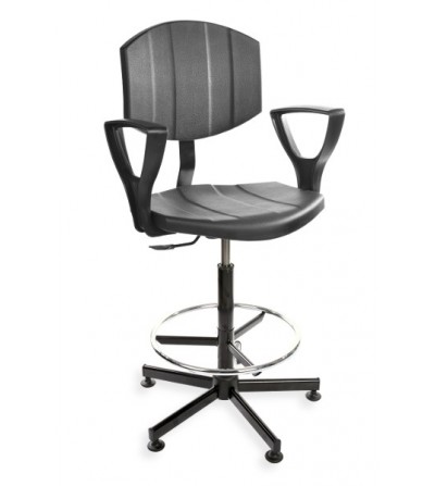 Krzesło laboratoryjne PurActive z podnóżkiem i podłokietnikami, stopki